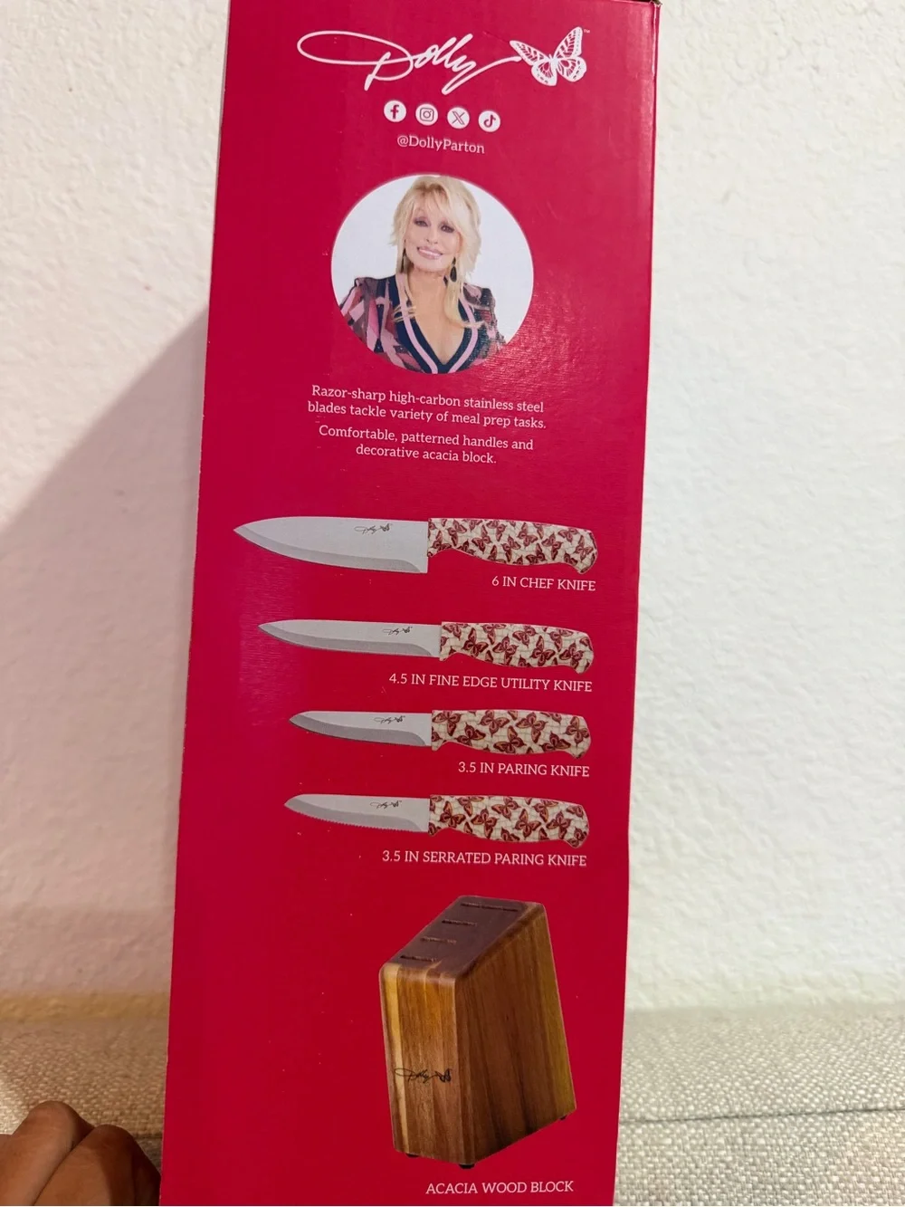 Dolly Parton 5-Piece Cutlery Prep Set - Pink Butterfly Handles New in Box